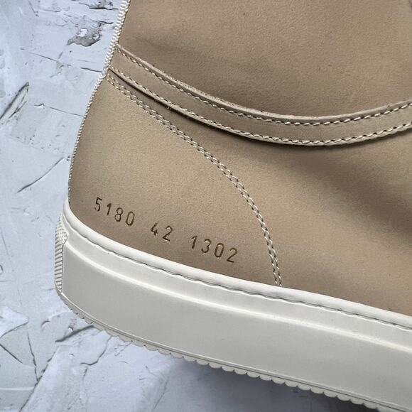 NEW Common Projects Tournament High Top Sneakers Nubuck Tan Shoes 5180 42 ITALY - Picture 6 of 13